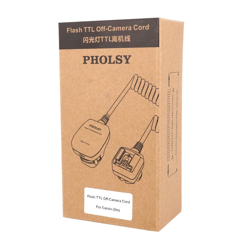 PHOLSY 6.5' / 2 m E-TTL Off Camera Flash Speedlite Sync Cord Hot Shoe Cord Compatible with Canon T8i, T7i, T6, T6i, T6s, T5, T5i, SL3, 90D, 80D, 77D, 70D, 7D, 6D, 5D, M3, M5, M6 etc, Replaces OC-E3 - Image 3
